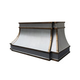 prime stainless steel range hood with brass straps