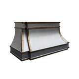 double layered stainless steel vent hood with brass straps