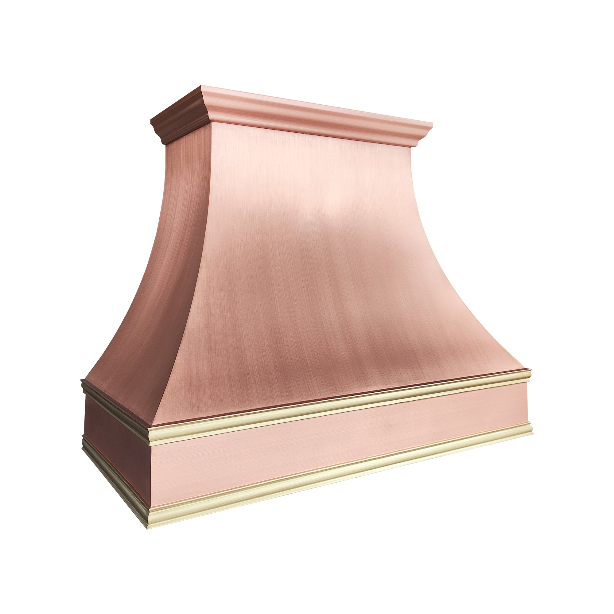 penny brushed copper range hood with refine curve design
