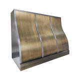 brushed brass range hood with sleek and symmetric flow view