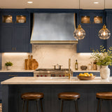 modern kitchen with zinc vent hood