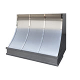 sleek minimalist stainless steel vent hood with polished straps front view
