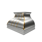 curve stainless steel kitchen hood with brass straps
